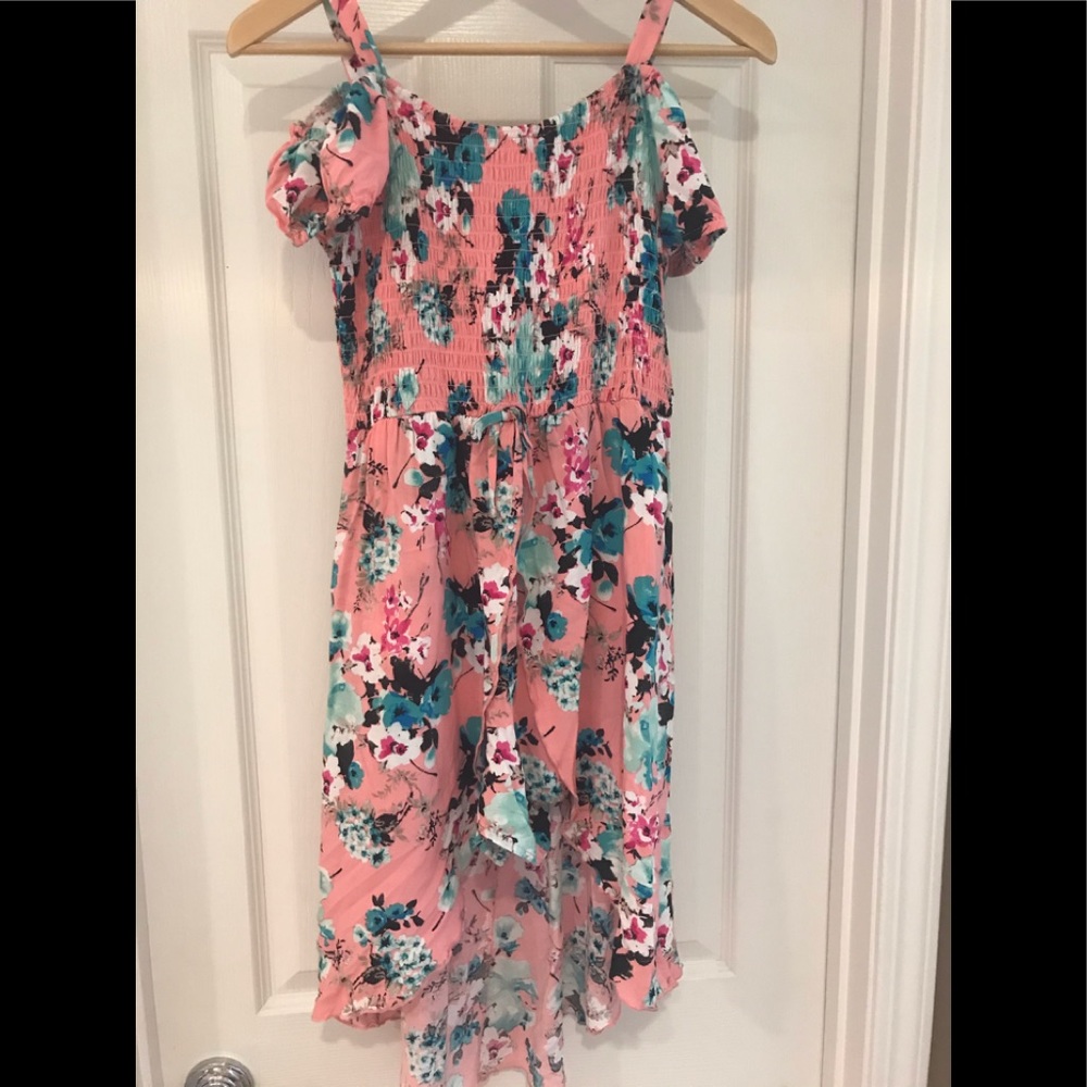 Justice girls pink floral dress 14